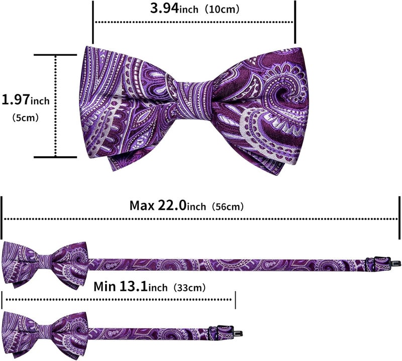 DiBanGu Boys Pre-tied Bow Tie,Silk Adjustable Bowtie and Pocket Square for Age 8-14 Kids Bowtie Wedding School Ceremony Party - Image 4